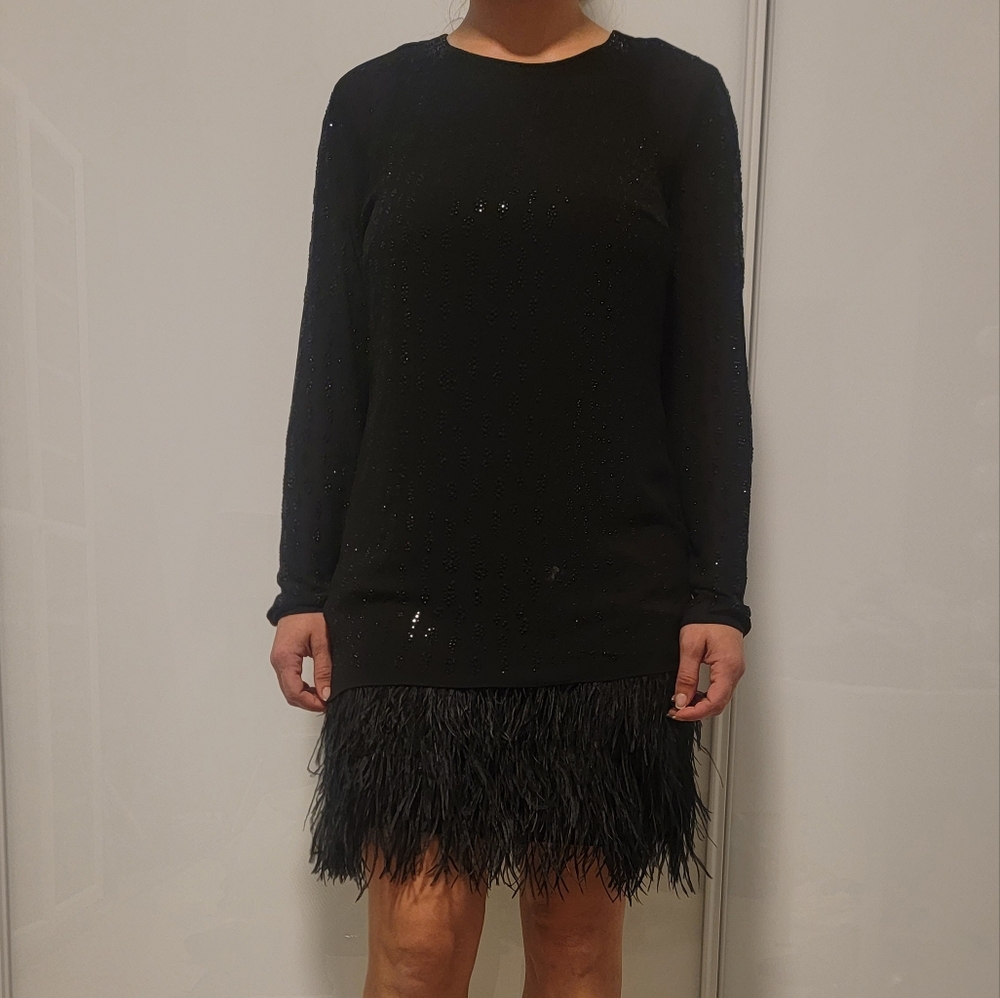 Michael Kors Black Feather Dress